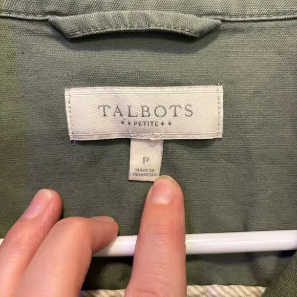Talbots Petite Green Cinch Waist Utility Pockets Jacket Classic Design Size P - Picture 5 of 10